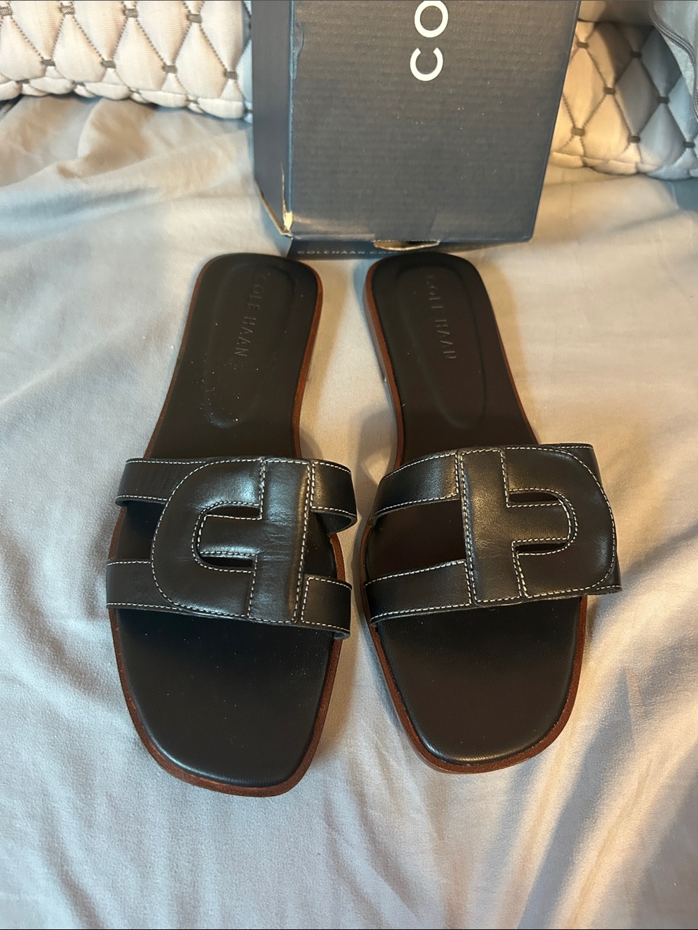 Cole Haan Black Chrisee leather Slide Sandal 8.5 new in box
